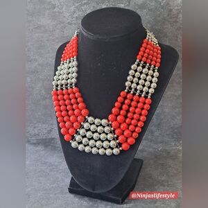Chunky Multi-Strand Beaded Collar Necklace